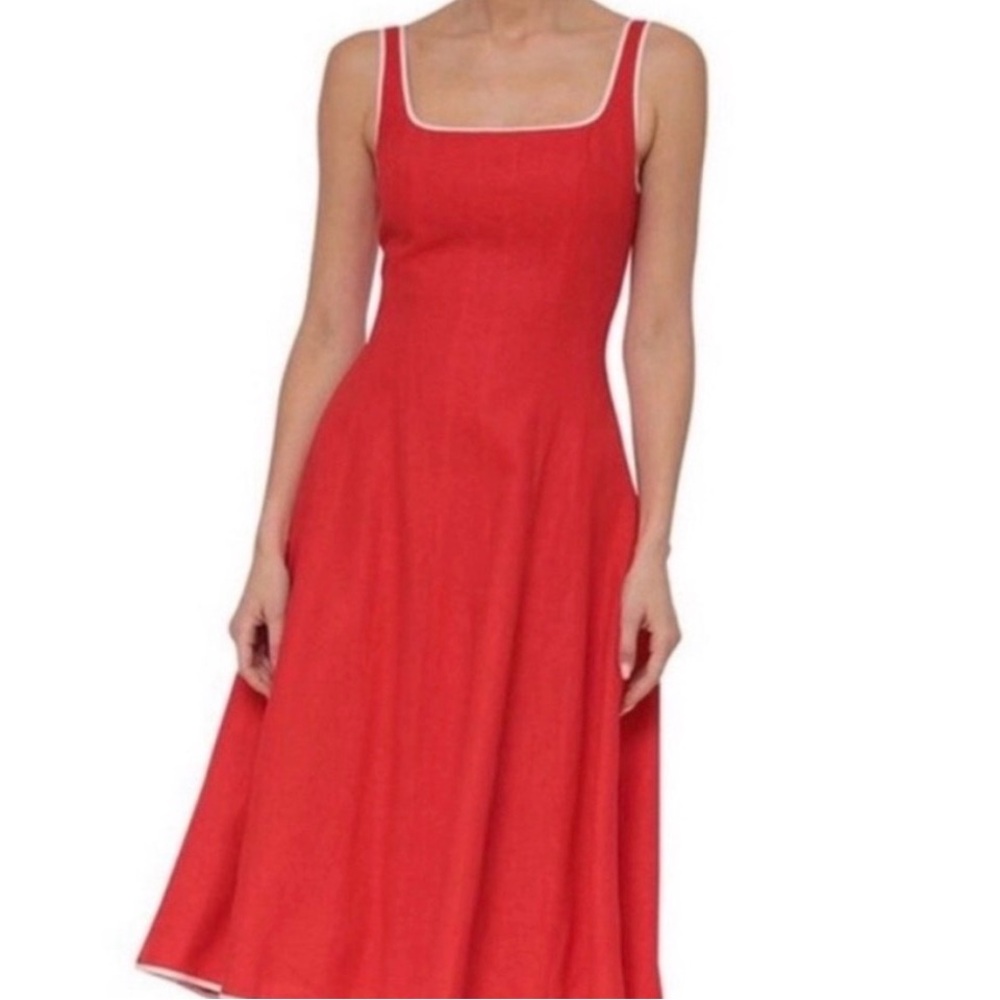 7 For All Mankind Vibrant Red Midi Dress
